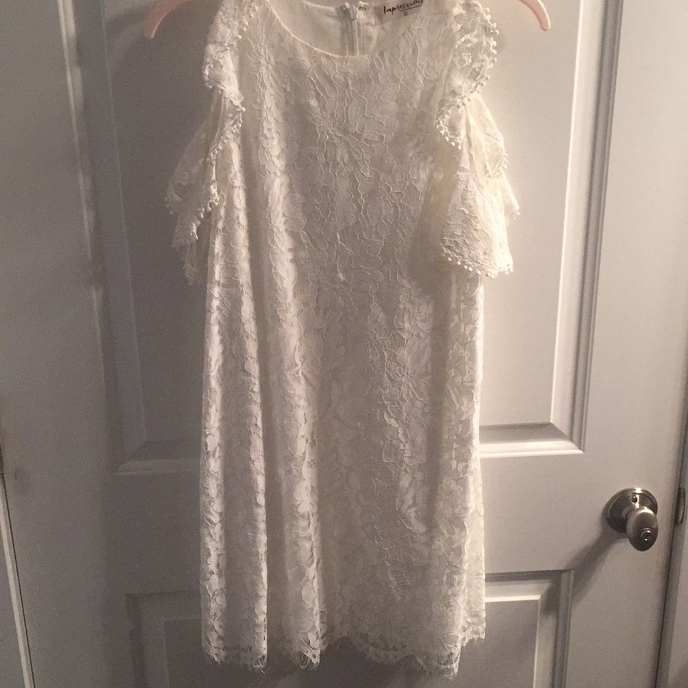 Cold shoulder lace dress perfect for brides